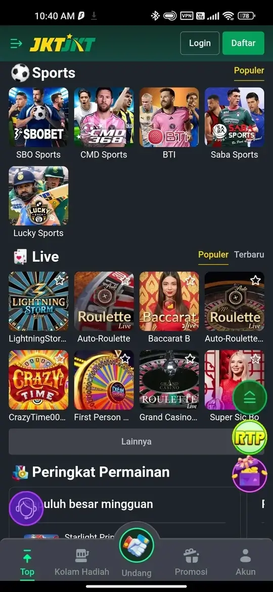 JKTJKT APK tampilan utama